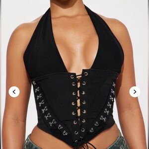 Black Lace-Up Halter Crop Top